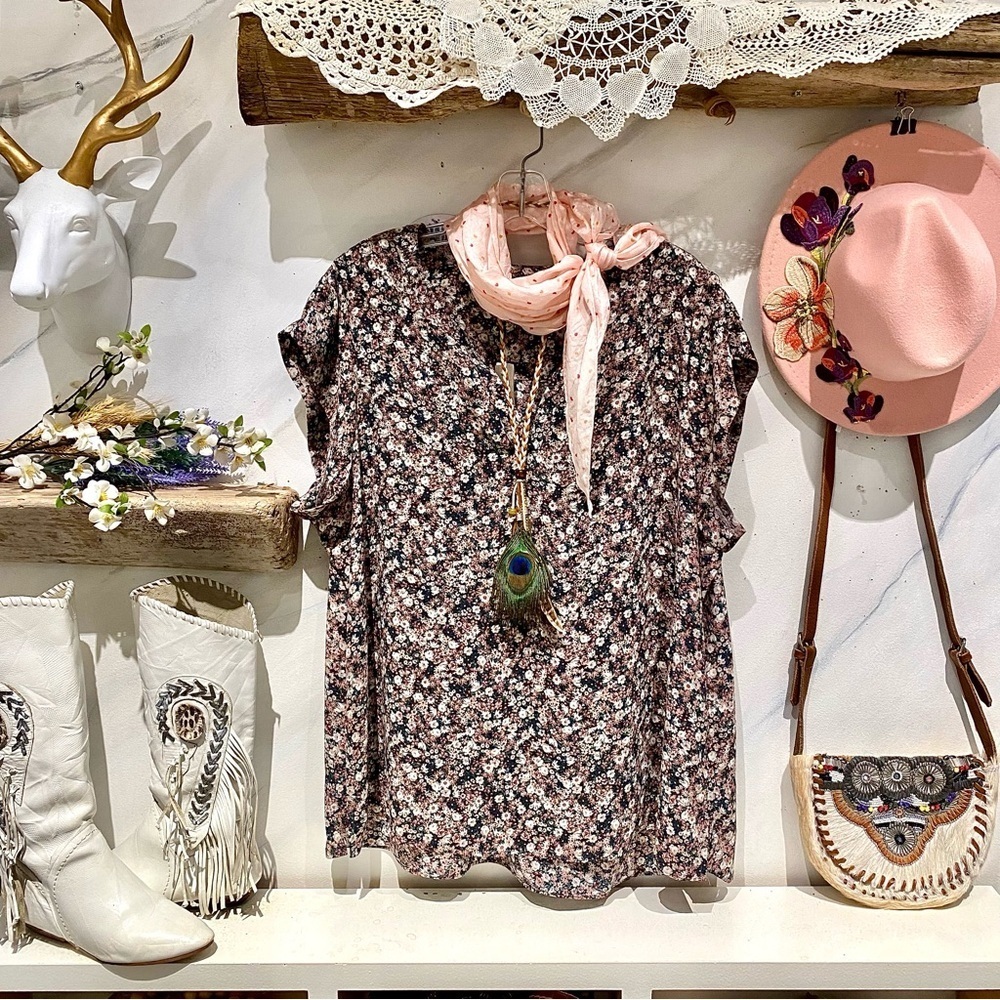 Mini floral boho blouse w prairie country Shabby chic vibe